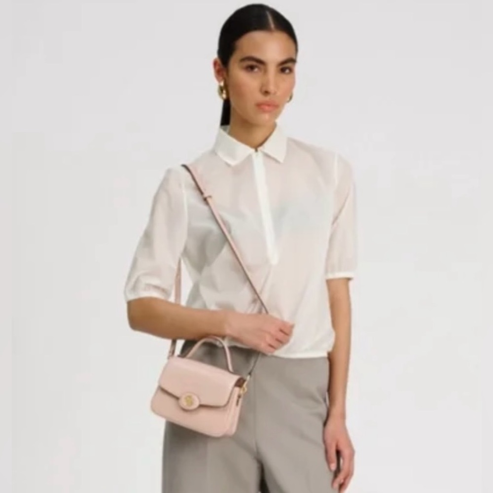 Tory Burch Small Robinson Spazzolato top handle bag - beige